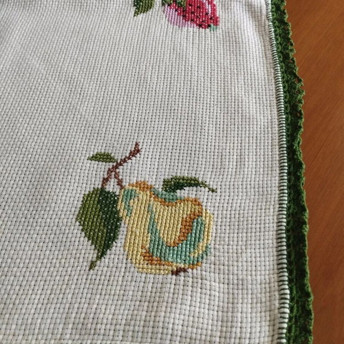 Set of 2 Handmade Embroidered Table Linens like new, traditional cross-stitch