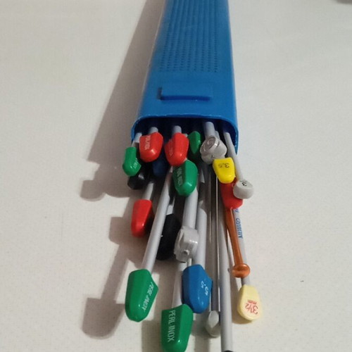 Knitting needles used, set of 21 pieces