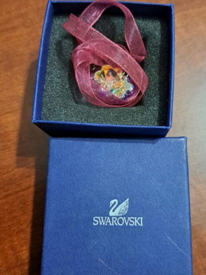 Swarovski κολιέ μεταχειρισμένο με ασημένιο κούμπωμα 925 και 2 κρεμαστά