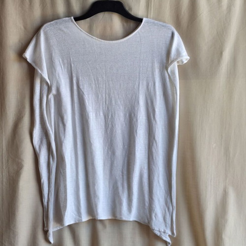 White Knit Oversized Boxy Top Medium Semi Sheer Cotton