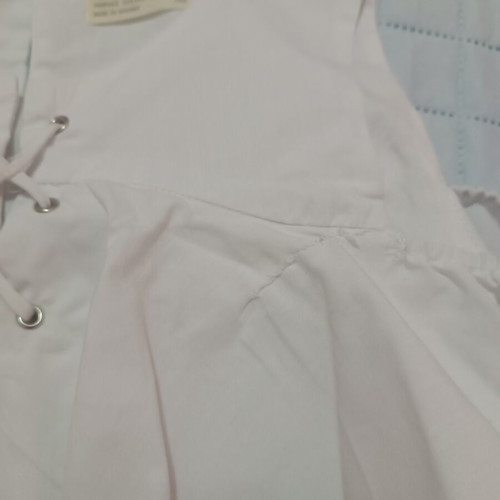 Zara Girls white blouse with open shoulders, used, age 11–12