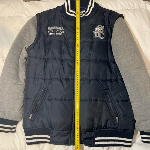 College Jacket Mandarino used, gray and blue, size Medium