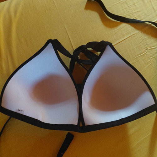 Bikini set black Large with rhinestones and high-waisted slip, new with kaftan gift