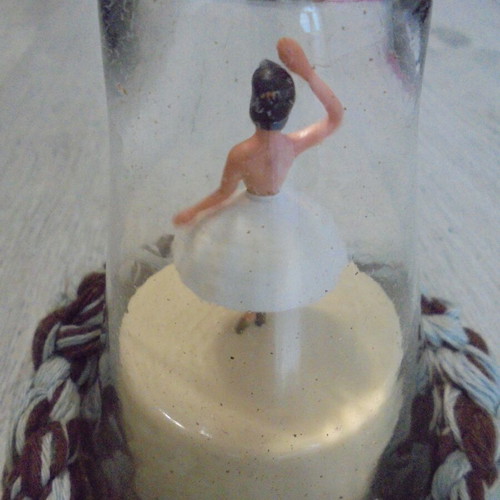 Vintage ballerina music box figure used with glass dome