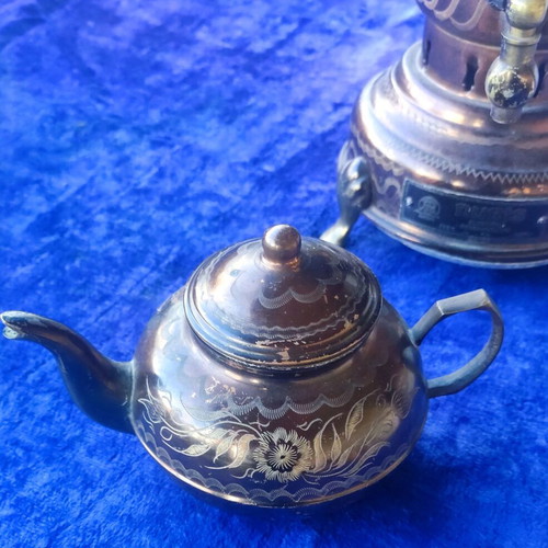 Old Copper Handmade Samovar Nuris used, Polite style