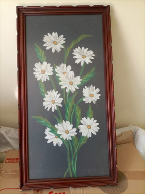 Handmade embroidered frames used, set of 3, vintage