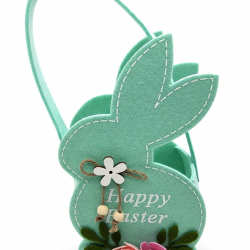 Easter Basket Bunny Felt decorative Happy Easter mint color