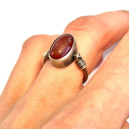 Handmade 925 silver carnelian ring pre-owned
