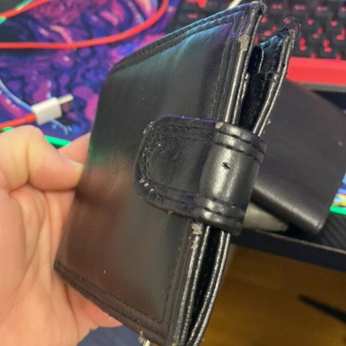Leather wallet used, black