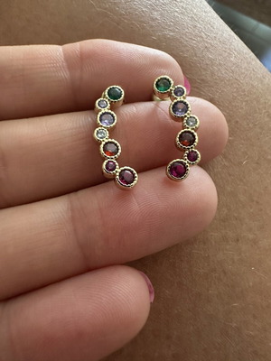 Rainbow gold ear climber earrings, reptile style