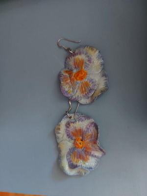 Flower earrings used, colorful design