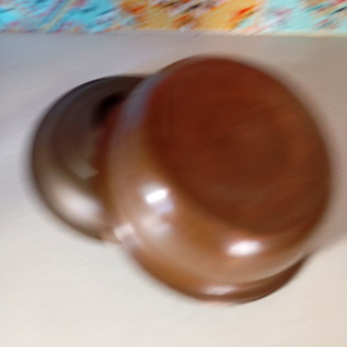 Cast iron and copper cooking vessel used, 24cm diameter, 14.5cm height with lid