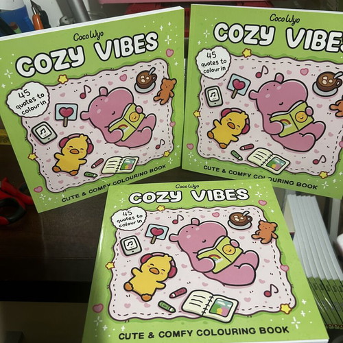 Cozy Vibes coloring book with 45 handwritten pages, new