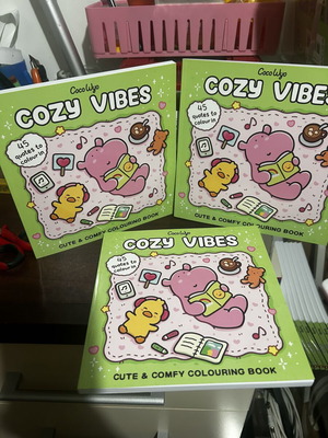 Cozy Vibes coloring book with 45 handwritten pages, new