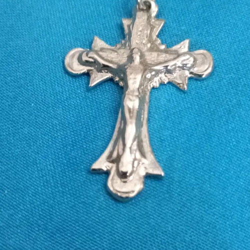 Vintage cross used, unknown material, silver color