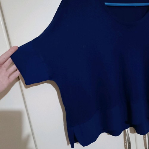 Zara blue blouse like new, short with elbow-length sleeve