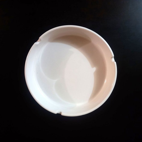 Ceramic ashtray white with blue flowers vintage minimal