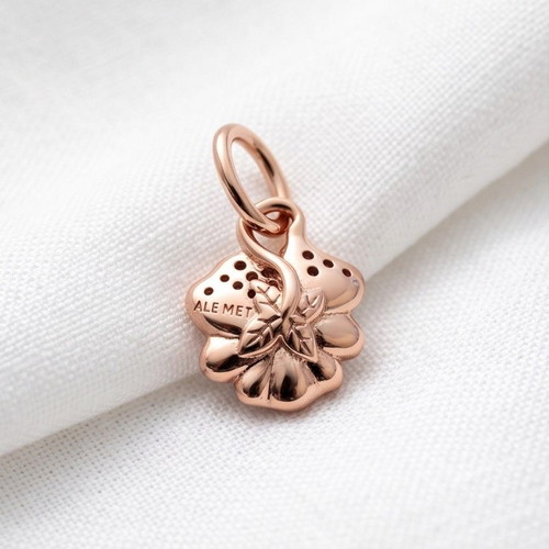 Pandora Deep Purple Pansy Flower Dangle Charm new, 14k rose gold