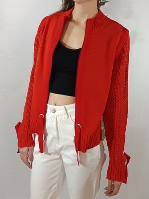 RANNIA knitted cardigan orange-red like new