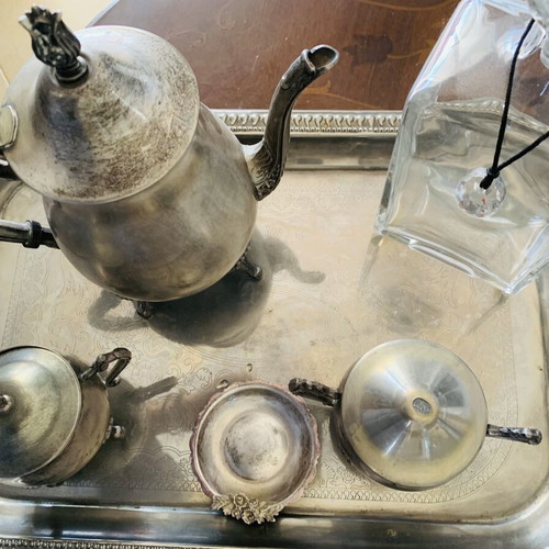 Vintage Leonard Silver Serving Set used with Crystal Decanter and Tray