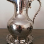 Copper pitcher with plate used, antique