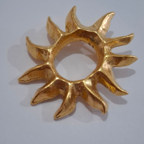 Vintage Lancome Paris Gilt Sun Burst brooch used, gilt color