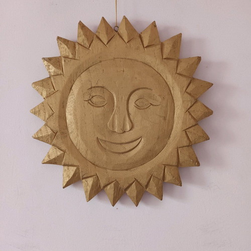 Wooden decorative sun used, diameter 30 cm