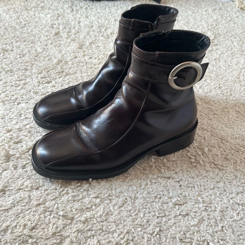 Vintage Armando d’alessandro buckled ankle boots with zipper, used, genuine leather size 40