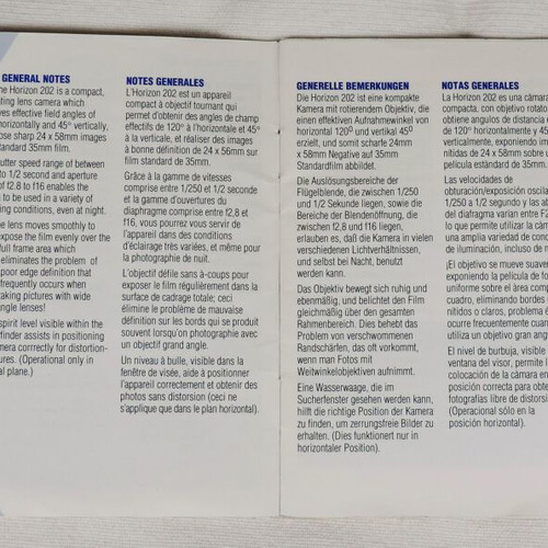 HORIZON 202 panoramic camera user manual