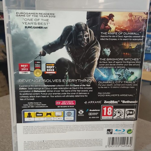 Dishonored Game of the Year Edition PlayStation 3 PS3 like new with manual