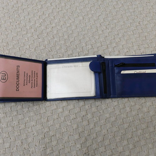 Leather wallet new, blue, elegant