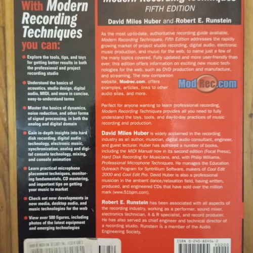 Modern Recording Techniques 5th edition new, David Miles Huber
