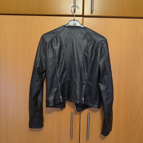 Reserved black leather jacket used, faux leather