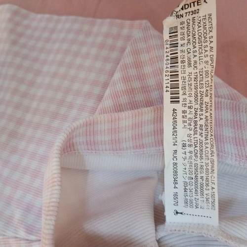 Zara kids cycling shorts, pink and white checkered, cotton, age 13-14