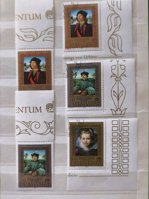Artistic Liechtenstein Stamps like new with gold embossing and decorative borders