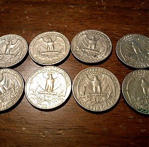 Οχτώ κέρματα, 0.25 τού δολαρίου (ΗΠΑ, δεκαετίας 60', 80', 90')