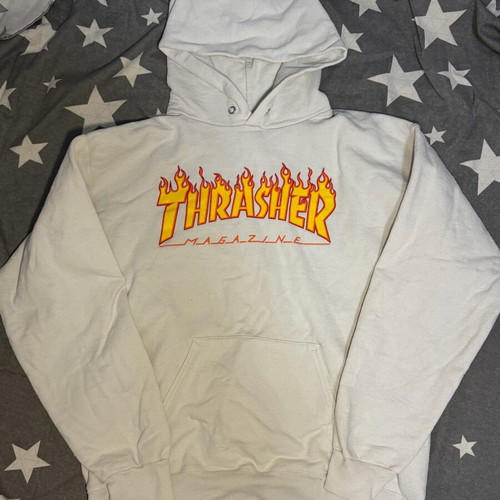 Thrasher white hoodie size S like new, oversized fit
