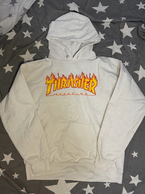 Thrasher white hoodie size S like new, oversized fit
