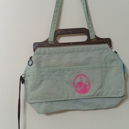 Diesel Spare Parts crossbody bag used, pink and turquoise nylon