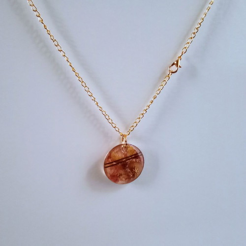 Shiny handmade necklace new, brown and gold tones