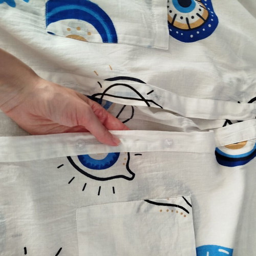 Indian kaftan one size, white and blue