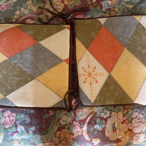 Veranda pillows new, two identical with ties