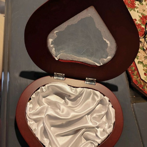 Silver wedding crown box heart-shaped new with satin fabric