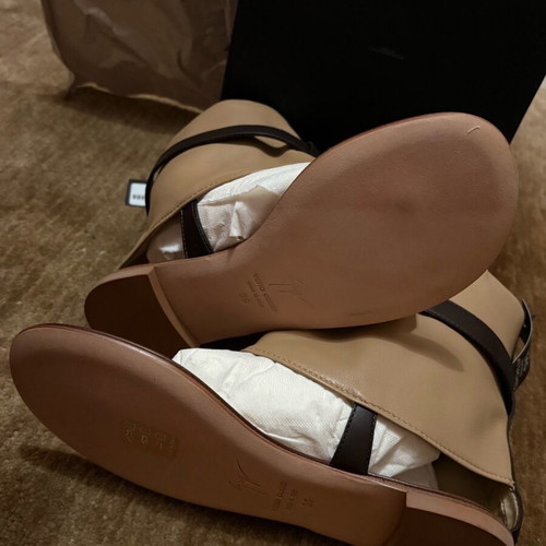 Giuseppe Zanotti beige leather sandals with high ankle collar and decorative buckle, new, size 36