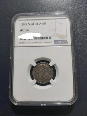 South Africa 6 Pence 1897 μεταχειρισμένο AU 58 πιστοποιημένο από NGC