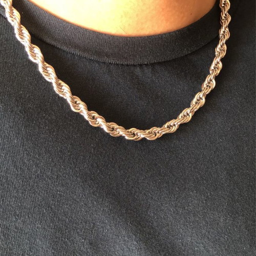 Unisex steel chain rope necklace new, silver