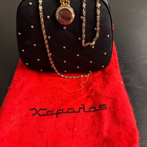 Haralas vintage clutch bag used, black with gold details