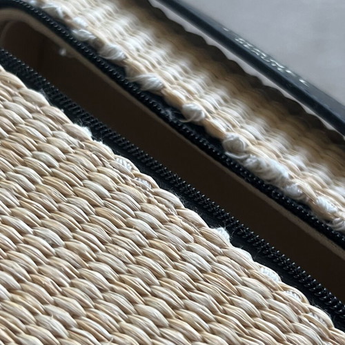 Chanel Beauté straw cosmetic bag, beige and black
