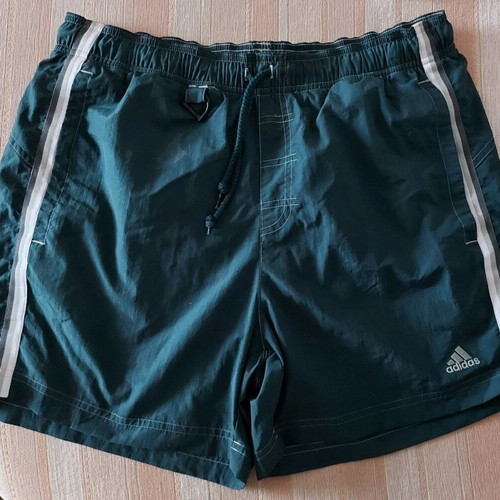 Adidas men's swim shorts used, green, size M, stain on front
