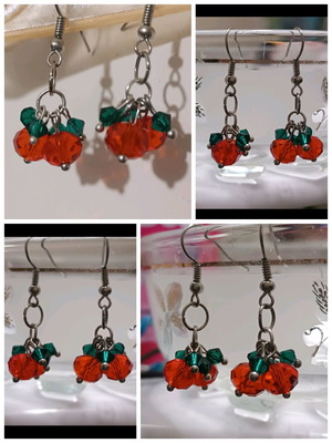 Christmas mistletoe earrings new handmade with crystals